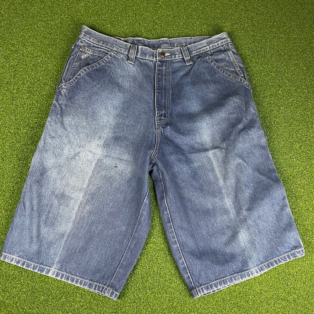 Vintage 90s Rocawear Medium Wash Denim Hip Hop Baggy Carpenter Shorts Sz 38